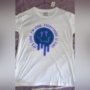 White and Blue Graphic Short Sleeve Tee